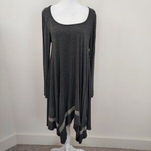 Easel Asymmetrical Long Sleeve Dark Gray Midi Dress